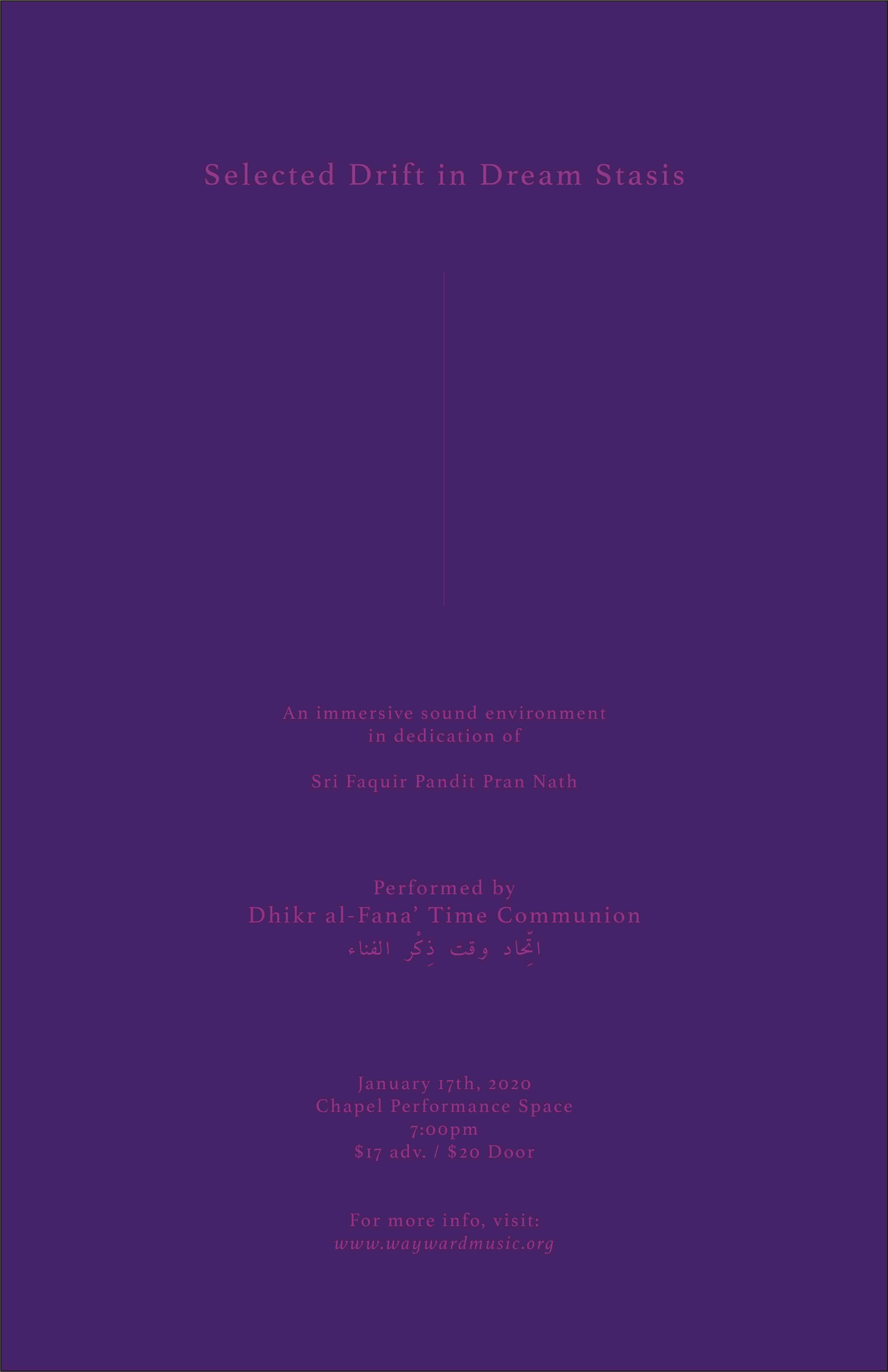 Selected Drift in Dream Stasis performance poster