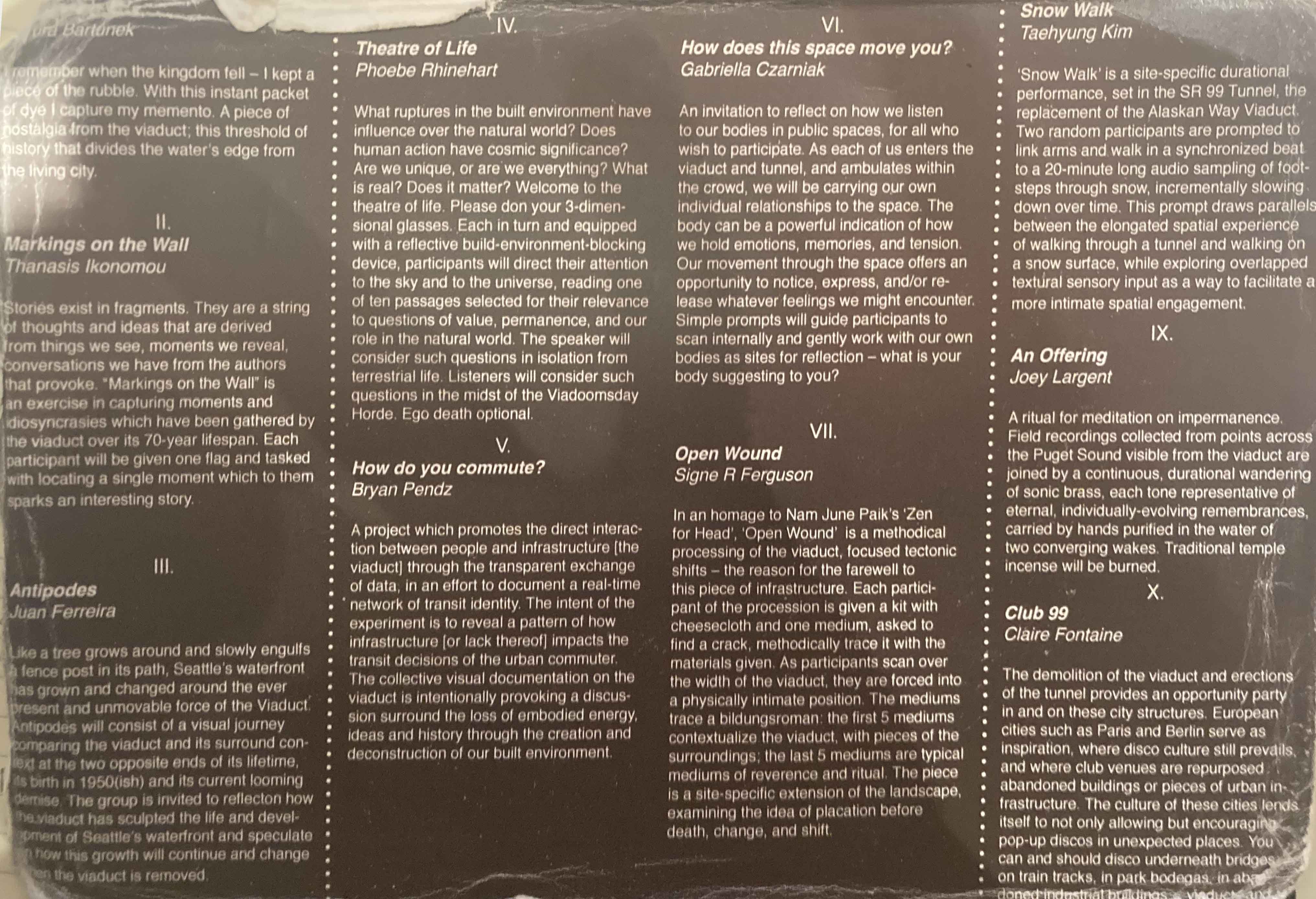 Archival public handout from An Offering