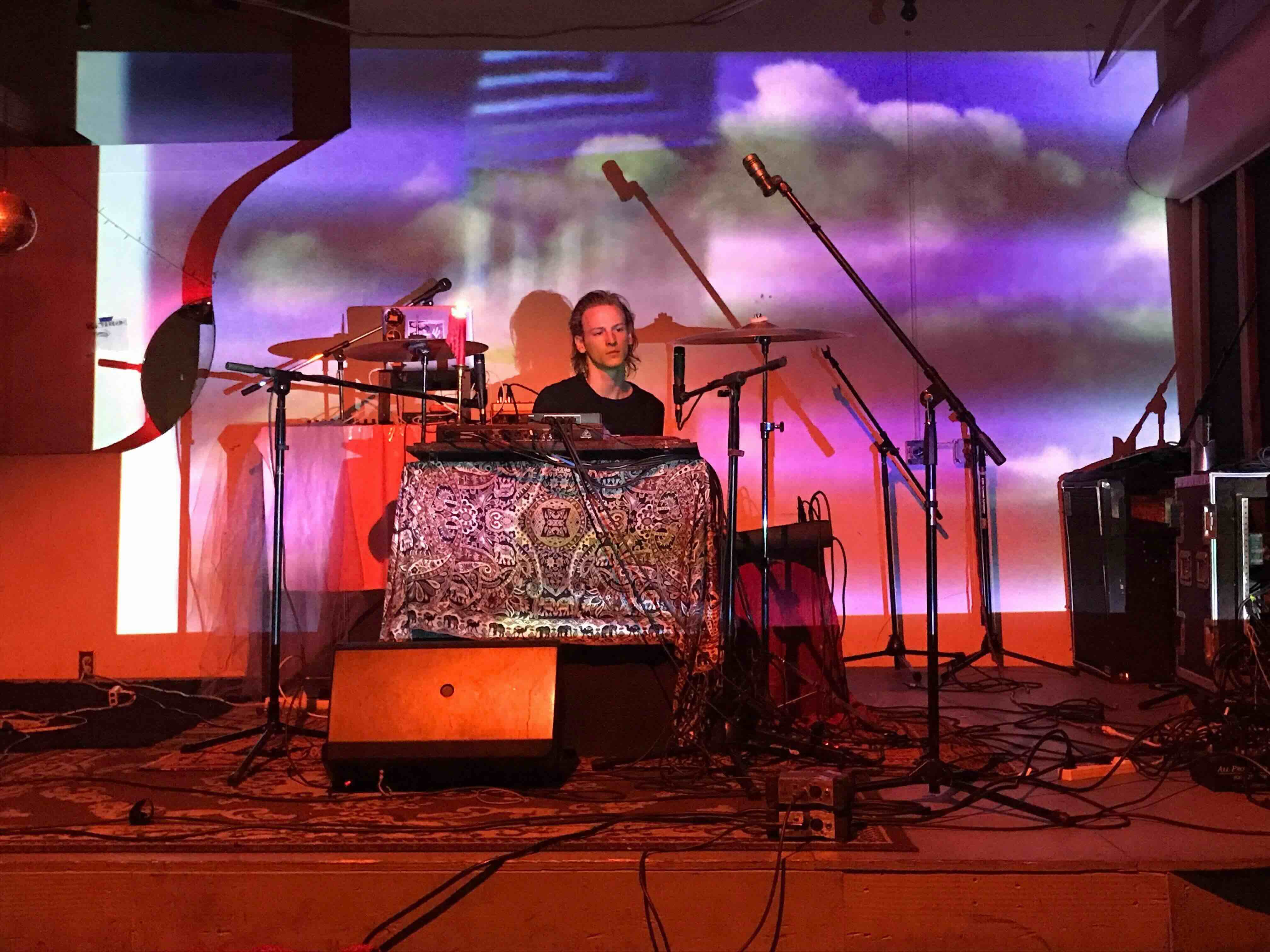 Live performance with projected visuals and reed organ