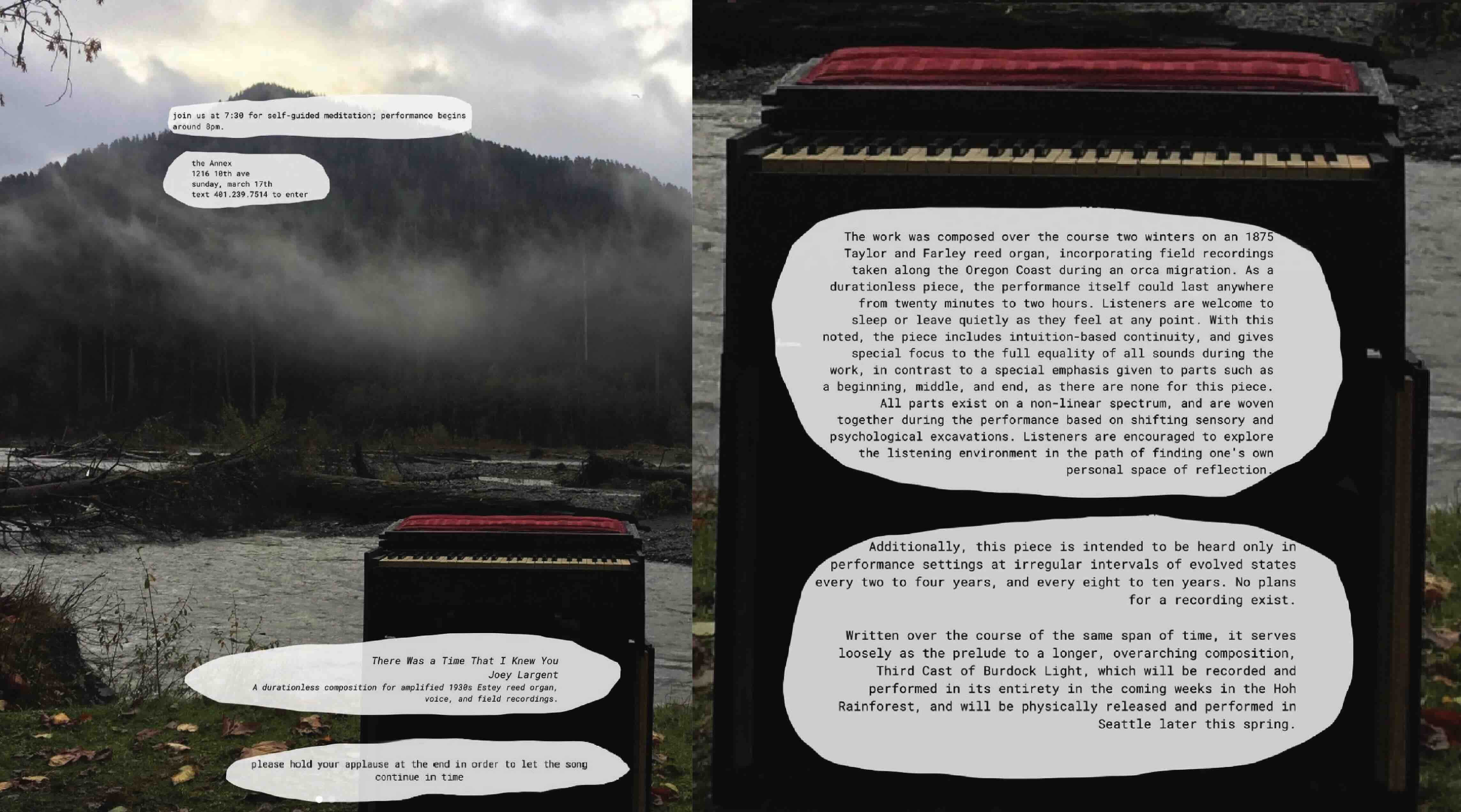 Poster image for a durationless organ performance at The Annex in Seattle