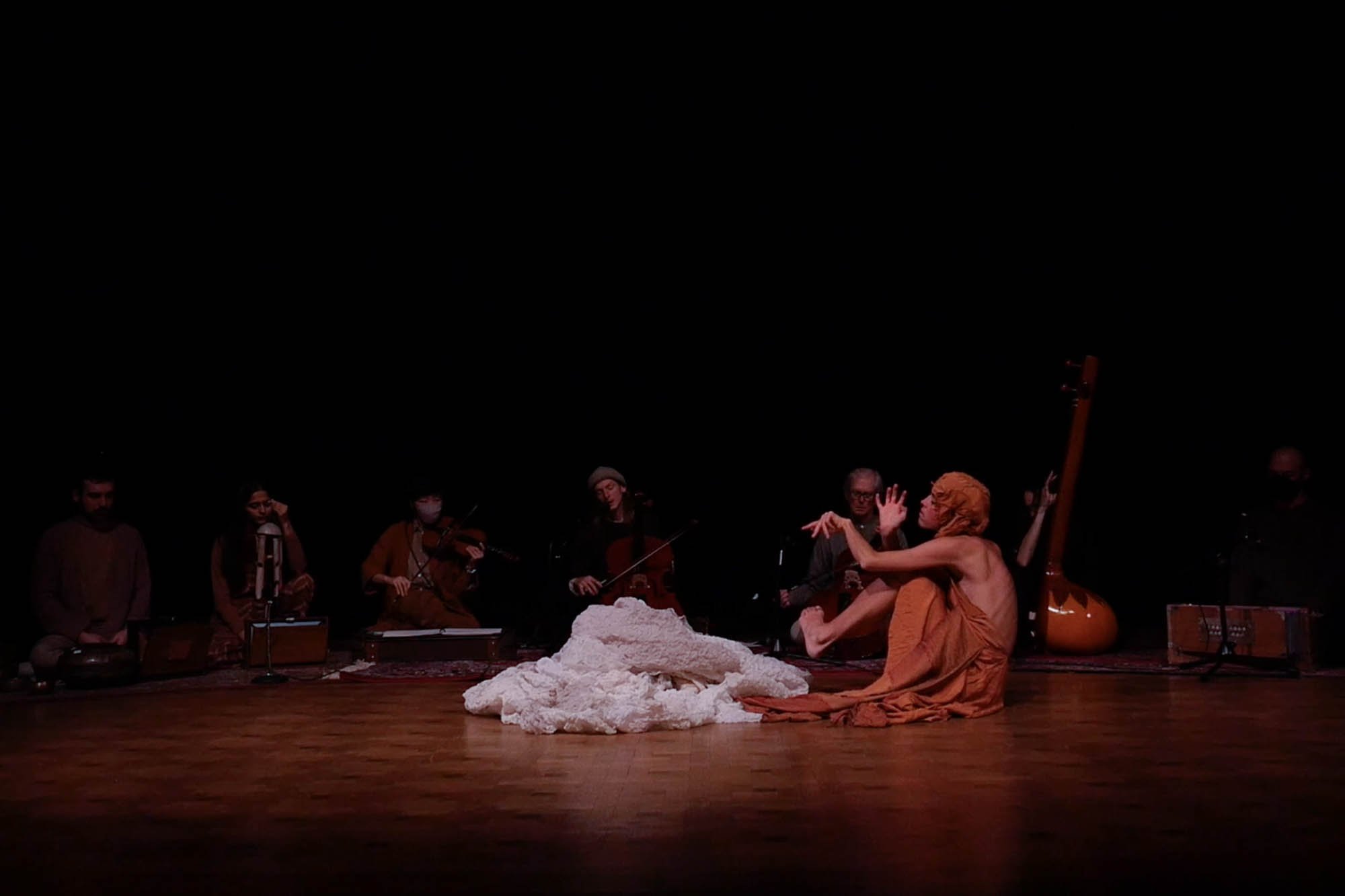 The Wind That Rolls Upon the Water performance with dancer and ensemble